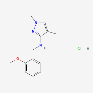 molecular formula C13H18ClN3O B12224766 N-[(2-methoxyphenyl)methyl]-1,4-dimethylpyrazol-3-amine;hydrochloride 