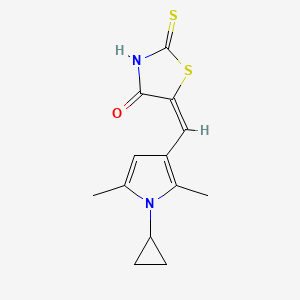 molecular formula C13H14N2OS2 B1222477 (5E)-5-[(1-cyclopropyl-2,5-dimethylpyrrol-3-yl)methylidene]-2-sulfanylidene-1,3-thiazolidin-4-one 
