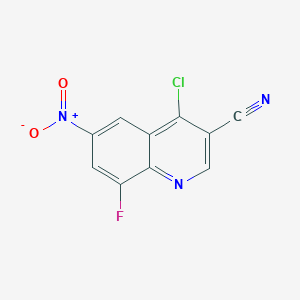 molecular formula C10H3ClFN3O2 B12224789 3-Quinolinecarbonitrile, 4-chloro-8-fluoro-6-nitro- 