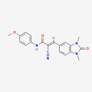 molecular formula C20H18N4O3 B1222483 (E)-2-cyano-3-(1,3-dimethyl-2-oxobenzimidazol-5-yl)-N-(4-methoxyphenyl)prop-2-enamide 