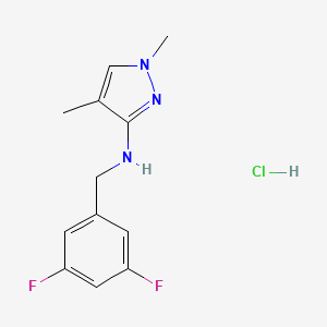 molecular formula C12H14ClF2N3 B12224883 N-[(3,5-difluorophenyl)methyl]-1,4-dimethylpyrazol-3-amine;hydrochloride 