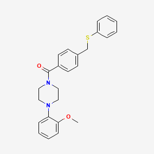 molecular formula C25H26N2O2S B1222497 [4-(2-Methoxyphenyl)-1-piperazinyl]-[4-[(phenylthio)methyl]phenyl]methanone 