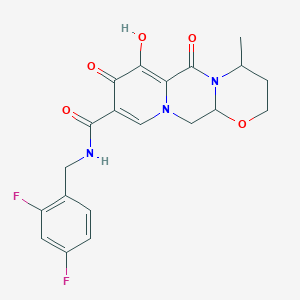 molecular formula C20H19F2N3O5 B12225019 N-[(2,4-difluorophenyl)methyl]-11-hydroxy-7-methyl-9,12-dioxo-4-oxa-1,8-diazatricyclo[8.4.0.03,8]tetradeca-10,13-diene-13-carboxamide 
