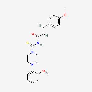 molecular formula C22H25N3O3S B1222503 (E)-3-(4-methoxyphenyl)-N-[4-(2-methoxyphenyl)piperazine-1-carbothioyl]prop-2-enamide 