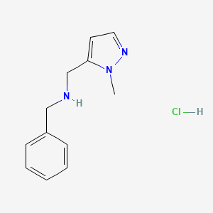 molecular formula C12H16ClN3 B12225051 N-[(2-methylpyrazol-3-yl)methyl]-1-phenylmethanamine;hydrochloride 