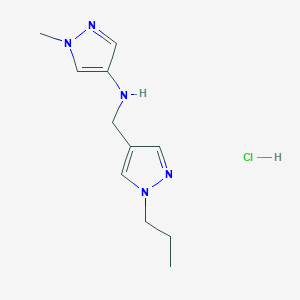 molecular formula C11H18ClN5 B12225133 1-methyl-N-[(1-propylpyrazol-4-yl)methyl]pyrazol-4-amine;hydrochloride 