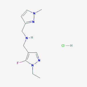 molecular formula C11H17ClFN5 B12225136 1-(1-ethyl-5-fluoro-1H-pyrazol-4-yl)-N-[(1-methyl-1H-pyrazol-3-yl)methyl]methanamine 