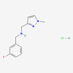 molecular formula C12H15ClFN3 B12225247 1-(3-fluorophenyl)-N-[(1-methyl-1H-pyrazol-3-yl)methyl]methanamine 