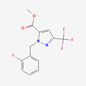 molecular formula C13H10F4N2O2 B12225285 Methyl 1-(2-fluorobenzyl)-3-(trifluoromethyl)-1H-pyrazole-5-carboxylate 