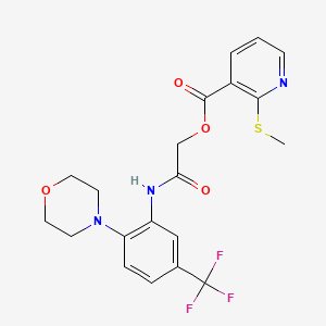 molecular formula C20H20F3N3O4S B1222531 2-((2-Morpholino-5-(trifluoromethyl)phenyl)amino)-2-oxoethyl 2-(methylthio)nicotinate 