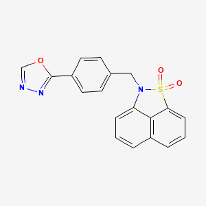molecular formula C19H13N3O3S B1222532 3-{[4-(1,3,4-Oxadiazol-2-yl)phenyl]methyl}-2lambda6-thia-3-azatricyclo[6.3.1.0^{4,12}]dodeca-1(11),4(12),5,7,9-pentaene-2,2-dione 
