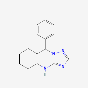 molecular formula C15H16N4 B1222543 9-Phenyl-1,5,6,7,8,9-hexahydro-[1,2,4]triazolo[5,1-b]quinazoline 