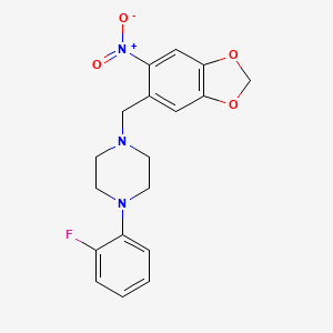 molecular formula C18H18FN3O4 B1222545 1-(2-Fluorophenyl)-4-[(6-nitro-1,3-benzodioxol-5-yl)methyl]piperazine 