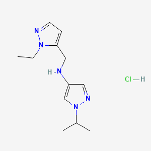 molecular formula C12H20ClN5 B12225468 N-[(1-ethyl-1H-pyrazol-5-yl)methyl]-1-isopropyl-1H-pyrazol-4-amine 