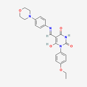 molecular formula C23H24N4O5 B1222551 1-(4-Ethoxyphenyl)-5-[[4-(4-morpholinyl)anilino]methylidene]-1,3-diazinane-2,4,6-trione 