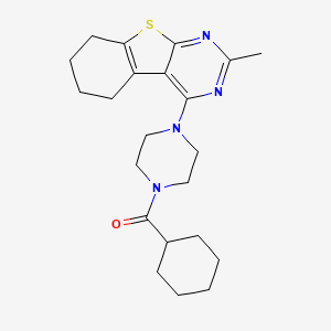 molecular formula C22H30N4OS B1222553 Cyclohexyl-[4-(2-methyl-5,6,7,8-tetrahydro-[1]benzothiolo[2,3-d]pyrimidin-4-yl)-1-piperazinyl]methanone 