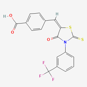 molecular formula C18H10F3NO3S2 B1222556 5-[(4-Carboxyphenyl)methylene]-2-thioxo-3-[(3-trifluoromethyl)phenyl]-4-thiazolidinone 