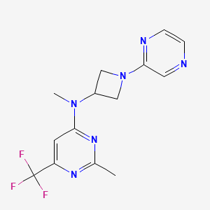 molecular formula C14H15F3N6 B12225610 N,2-dimethyl-N-[1-(pyrazin-2-yl)azetidin-3-yl]-6-(trifluoromethyl)pyrimidin-4-amine 