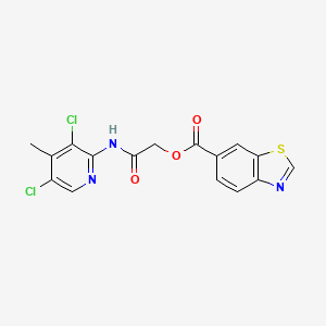 molecular formula C16H11Cl2N3O3S B1222564 1,3-Benzothiazole-6-carboxylic acid [2-[(3,5-dichloro-4-methyl-2-pyridinyl)amino]-2-oxoethyl] ester 