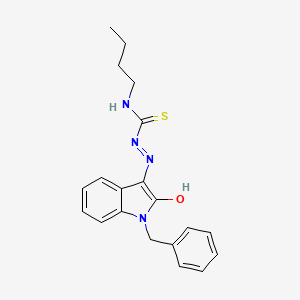 molecular formula C20H22N4OS B1222565 1-Butyl-3-[[2-oxo-1-(phenylmethyl)-3-indolylidene]amino]thiourea 