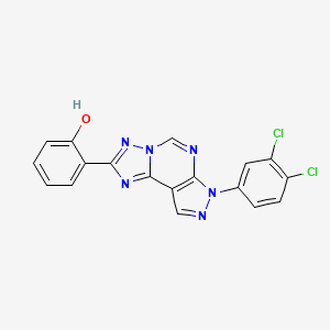 molecular formula C18H10Cl2N6O B12225659 2-[3-(3,4-Dichlorophenyl)-6-hydropyrazolo[5,4-d]1,2,4-triazolo[1,5-e]pyrimidin-8-yl]phenol 