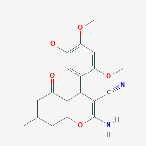 molecular formula C20H22N2O5 B1222568 2-Amino-7-methyl-5-oxo-4-(2,4,5-trimethoxyphenyl)-4,6,7,8-tetrahydro-1-benzopyran-3-carbonitrile 