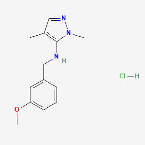 molecular formula C13H18ClN3O B12225695 N-[(3-methoxyphenyl)methyl]-2,4-dimethylpyrazol-3-amine;hydrochloride 