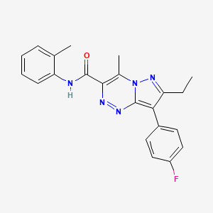 molecular formula C22H20FN5O B12225702 7-ethyl-8-(4-fluorophenyl)-4-methyl-N-(2-methylphenyl)pyrazolo[5,1-c][1,2,4]triazine-3-carboxamide 