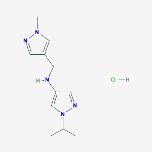 molecular formula C11H18ClN5 B12225709 1-isopropyl-N-[(1-methyl-1H-pyrazol-4-yl)methyl]-1H-pyrazol-4-amine 