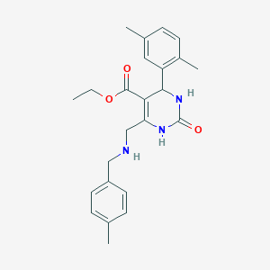 molecular formula C24H29N3O3 B1222575 ETHYL 4-(2,5-DIMETHYLPHENYL)-6-({[(4-METHYLPHENYL)METHYL]AMINO}METHYL)-2-OXO-1,2,3,4-TETRAHYDROPYRIMIDINE-5-CARBOXYLATE 
