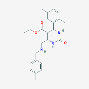 4-(2,5-dimethylphenyl)-6-[[(4-methylphenyl)methylamino]methyl]-2-oxo-3,4-dihydro-1H-pyrimidine-5-carboxylic acid ethyl ester