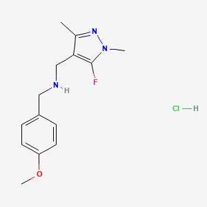molecular formula C14H19ClFN3O B12225779 1-(5-fluoro-1,3-dimethyl-1H-pyrazol-4-yl)-N-(4-methoxybenzyl)methanamine 