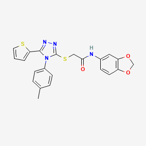 molecular formula C22H18N4O3S2 B1222581 N-(1,3-benzodioxol-5-yl)-2-[[4-(4-methylphenyl)-5-thiophen-2-yl-1,2,4-triazol-3-yl]thio]acetamide 