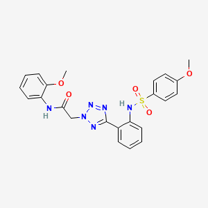 molecular formula C23H22N6O5S B1222582 N-(2-methoxyphenyl)-2-[5-[2-[(4-methoxyphenyl)sulfonylamino]phenyl]-2-tetrazolyl]acetamide 