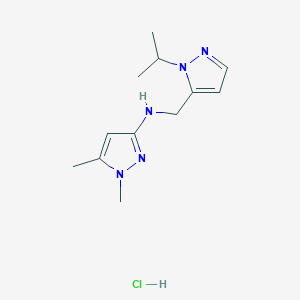 molecular formula C12H20ClN5 B12226196 N-[(1-isopropyl-1H-pyrazol-5-yl)methyl]-1,5-dimethyl-1H-pyrazol-3-amine 
