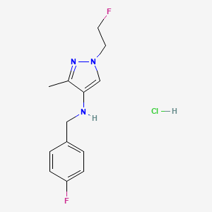 molecular formula C13H16ClF2N3 B12226253 1-(2-fluoroethyl)-N-[(4-fluorophenyl)methyl]-3-methylpyrazol-4-amine;hydrochloride 