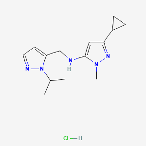 molecular formula C14H22ClN5 B12226285 3-cyclopropyl-N-[(1-isopropyl-1H-pyrazol-5-yl)methyl]-1-methyl-1H-pyrazol-5-amine 