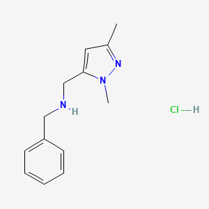 molecular formula C13H18ClN3 B12226417 benzyl[(1,3-dimethyl-1H-pyrazol-5-yl)methyl]amine 