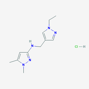 molecular formula C11H18ClN5 B12226436 N-[(1-ethylpyrazol-4-yl)methyl]-1,5-dimethylpyrazol-3-amine;hydrochloride 