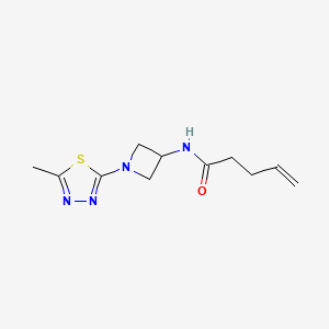 molecular formula C11H16N4OS B12226471 N-[1-(5-methyl-1,3,4-thiadiazol-2-yl)azetidin-3-yl]pent-4-enamide 