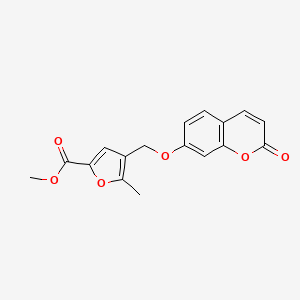 molecular formula C17H14O6 B1222648 methyl 5-methyl-4-{[(2-oxo-2H-chromen-7-yl)oxy]methyl}furan-2-carboxylate 