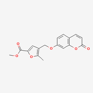 molecular formula C17H14O6 B1222648 5-Methyl-4-[(2-oxo-1-benzopyran-7-yl)oxymethyl]-2-furancarboxylic acid methyl ester 