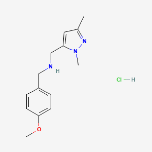 molecular formula C14H20ClN3O B12226500 1-(1,3-dimethyl-1H-pyrazol-5-yl)-N-(4-methoxybenzyl)methanamine 