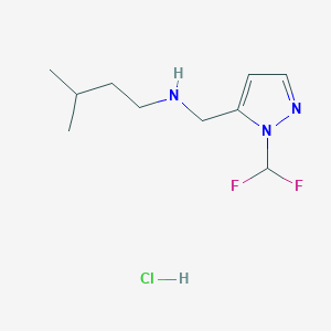 molecular formula C10H18ClF2N3 B12226512 N-[[2-(difluoromethyl)pyrazol-3-yl]methyl]-3-methylbutan-1-amine;hydrochloride 