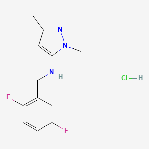 molecular formula C12H14ClF2N3 B12226539 N-[(2,5-difluorophenyl)methyl]-2,5-dimethylpyrazol-3-amine;hydrochloride 