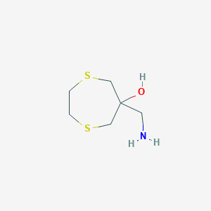 molecular formula C6H13NOS2 B12226582 6-(Aminomethyl)-1,4-dithiepan-6-ol 