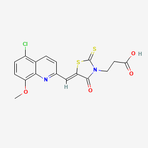 molecular formula C17H13ClN2O4S2 B12226592 3-{(5Z)-5-[(5-chloro-8-methoxyquinolin-2-yl)methylidene]-4-oxo-2-thioxo-1,3-thiazolidin-3-yl}propanoic acid 