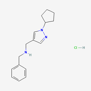 molecular formula C16H22ClN3 B12226605 N-[(1-cyclopentylpyrazol-4-yl)methyl]-1-phenylmethanamine;hydrochloride 