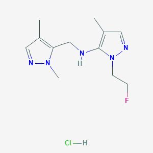 molecular formula C12H19ClFN5 B12226635 N-[(2,4-dimethylpyrazol-3-yl)methyl]-2-(2-fluoroethyl)-4-methylpyrazol-3-amine;hydrochloride 