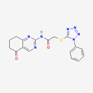 molecular formula C17H15N7O2S B12226652 N-(5-oxo-5,6,7,8-tetrahydroquinazolin-2-yl)-2-[(1-phenyl-1H-tetrazol-5-yl)sulfanyl]acetamide 